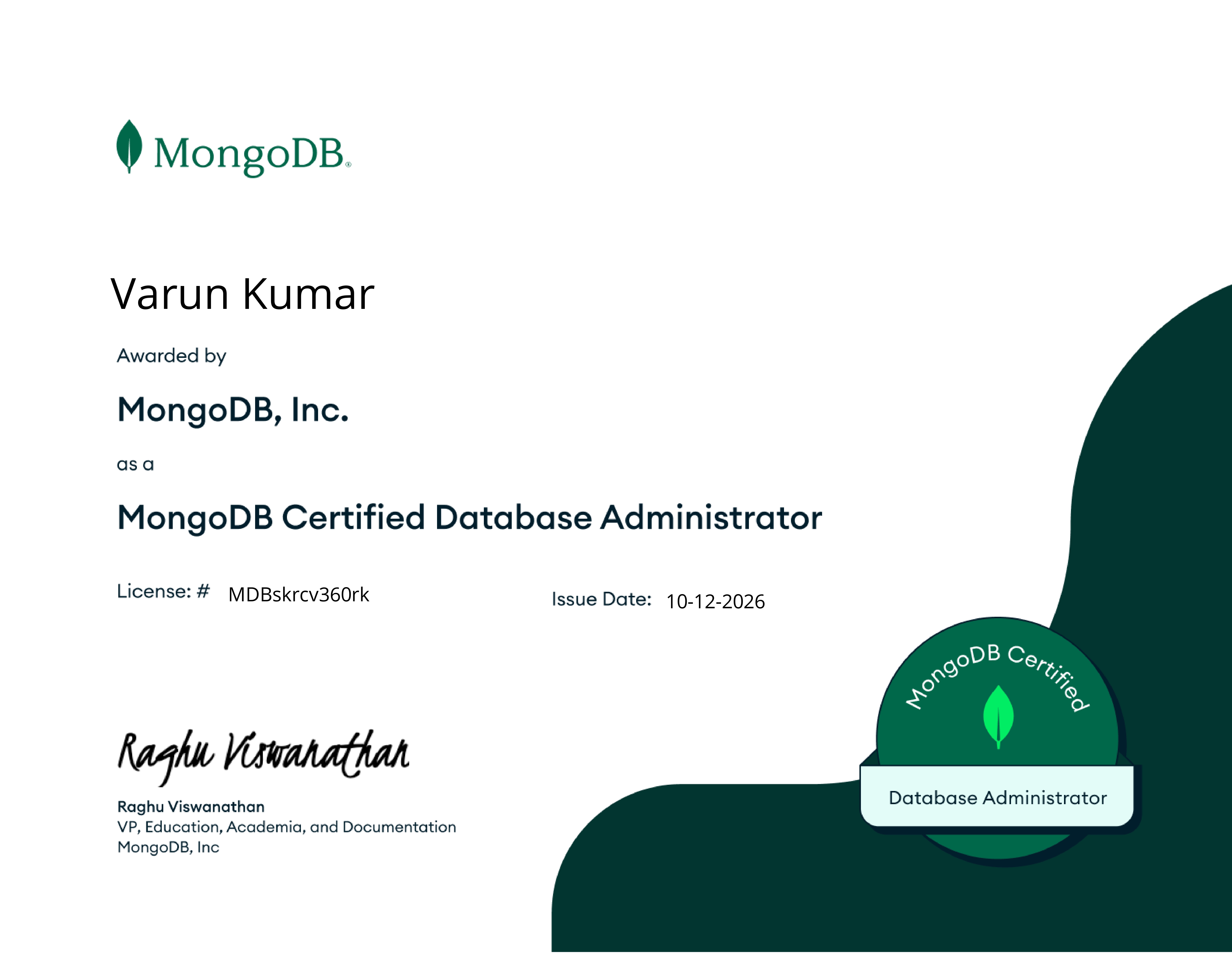 MongoDB Certified Database Administrator