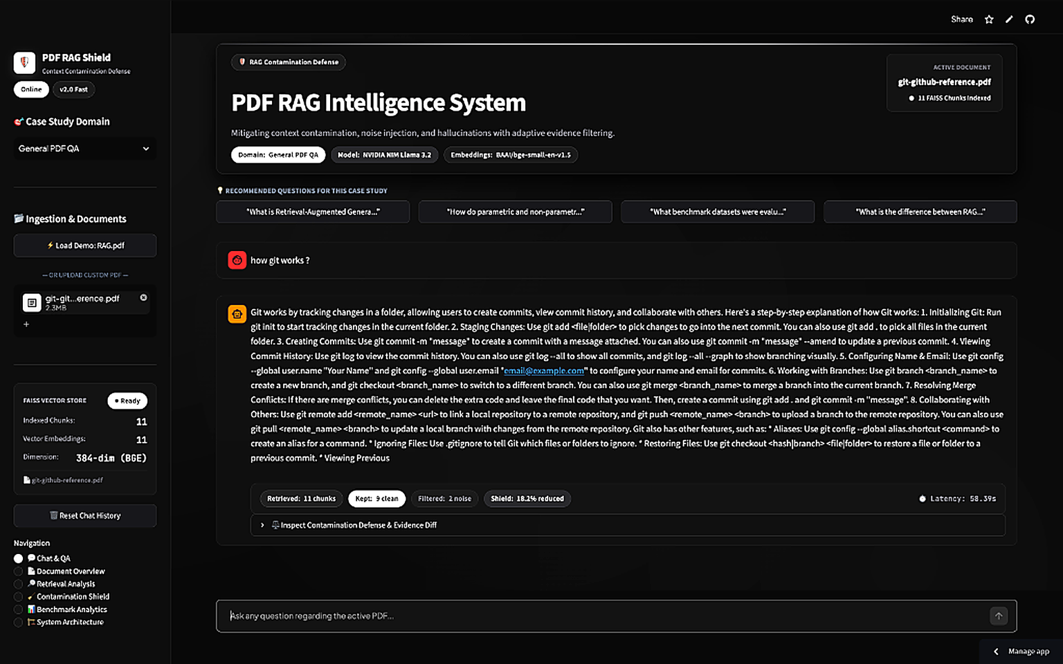 PDF RAG Intelligence System dashboard interface preview